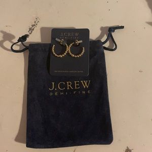 Jcrew Demi-fine 14k gold-plated bead hoop earrings